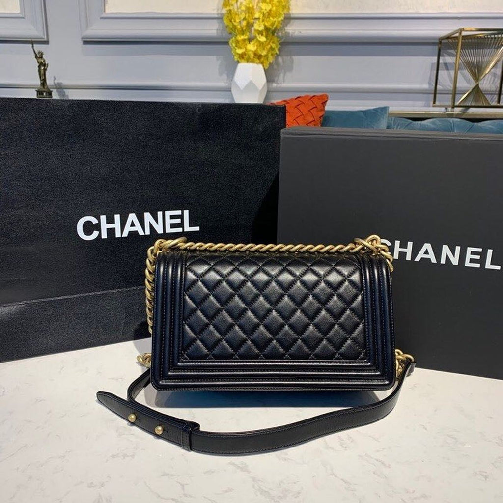 CHL -  Boy Handbag Gold Toned Hardware Black For Women Bags, Shoulder And Crossbody Bags 9.8in/25LO A67086