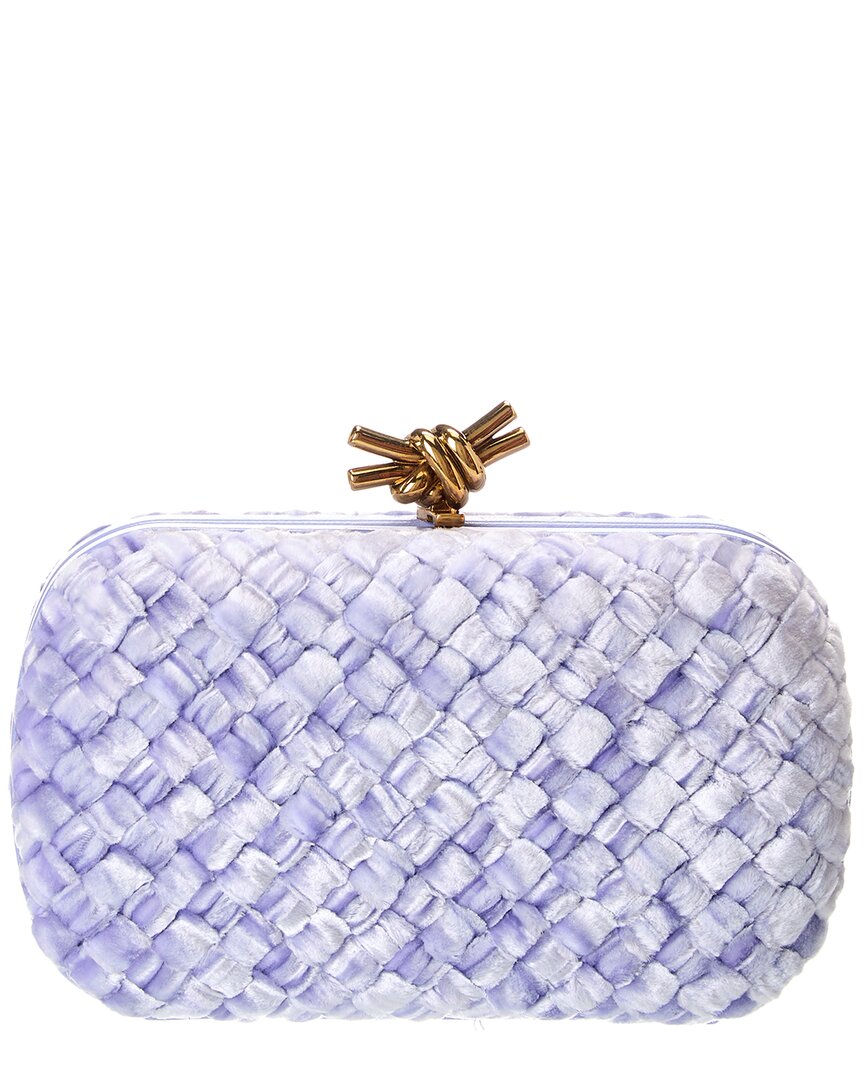 B V  - Knot Intrecciato Velvet & Leather Clutch