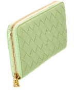 B V  - Intrecciato Leather Zip Around Wallet