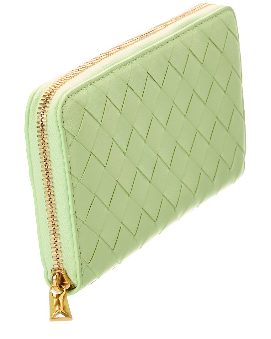 B V  - Intrecciato Leather Zip Around Wallet