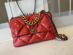 CHL -  19 Flap Bag Gold Hardware Red For Women Handbags, Shoulder Bags 10.2in/26LO AS1160 