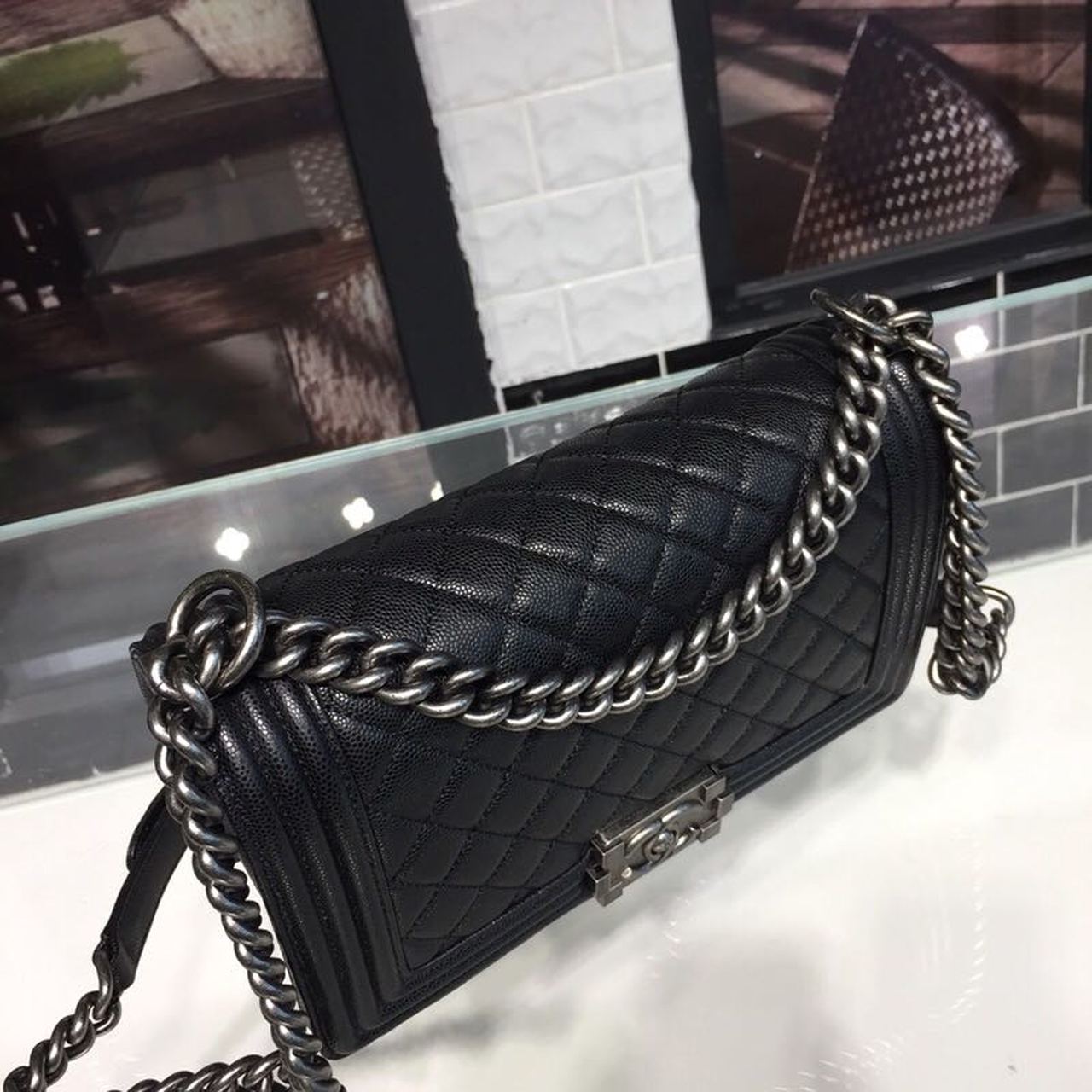 CHL -  Boy Handbag SilLusso Official - Hardware Black For Women Handbags, Shoulder And Crossbody Bags 9.8in/25LO A67086
