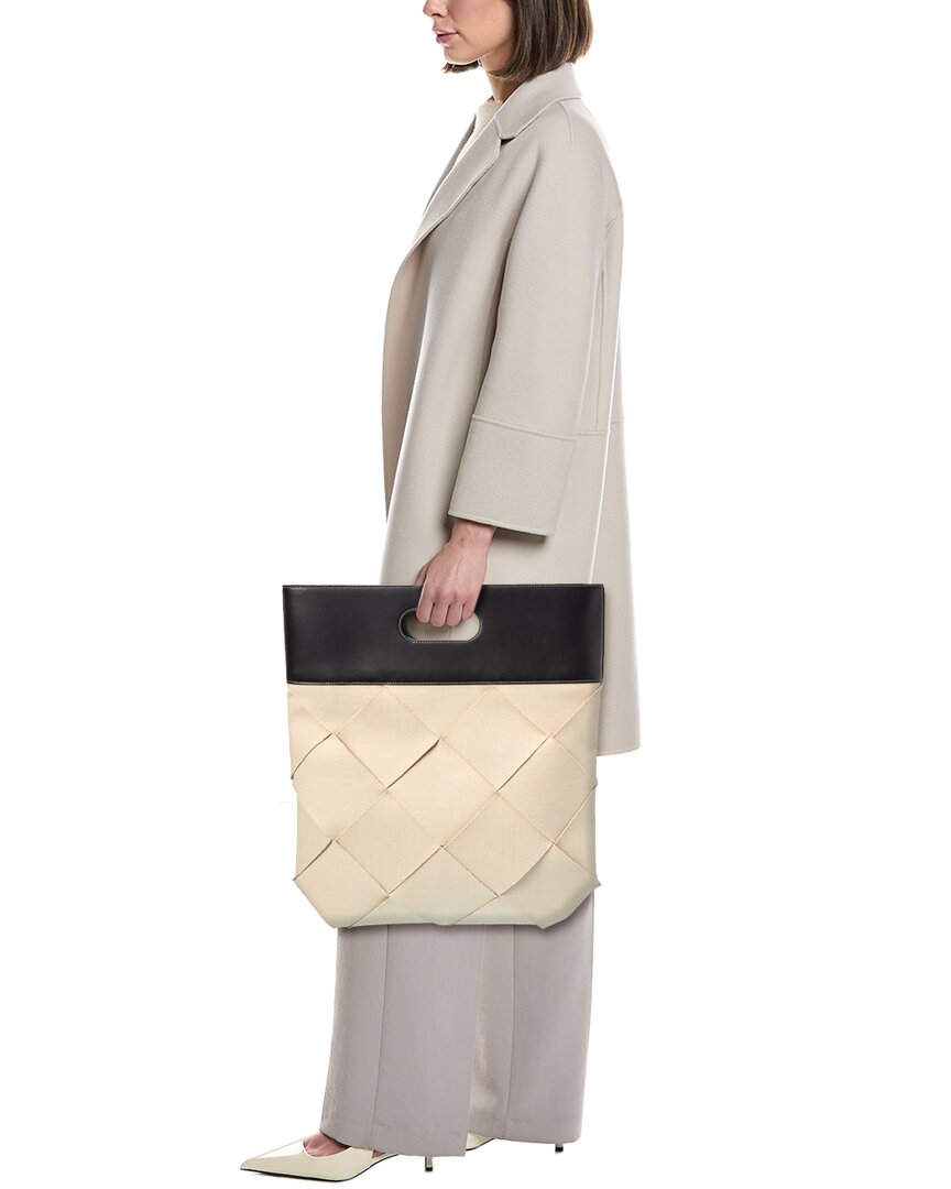 B V  - Maxi Intrecciato Canvas & Leather Tote