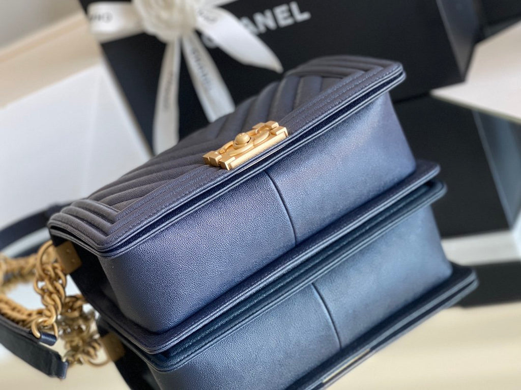 CHL - Medium Boy Handbag Dark Blue For Women 9.8in/25LO A67086