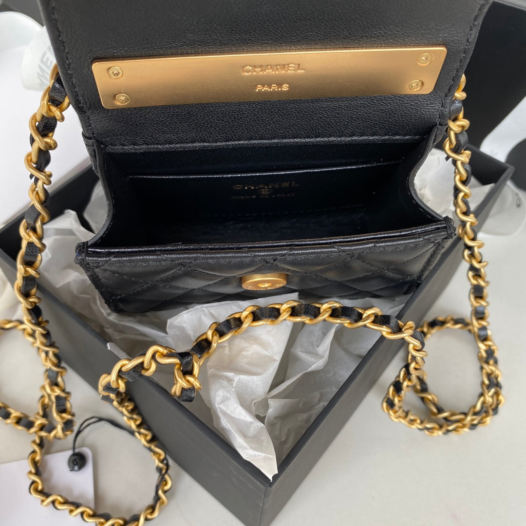 CHL -  Clutch With Chain Gold Hardware Black For Women Handbags, Shoulder Bags 5.7in/14.5LO AP2945