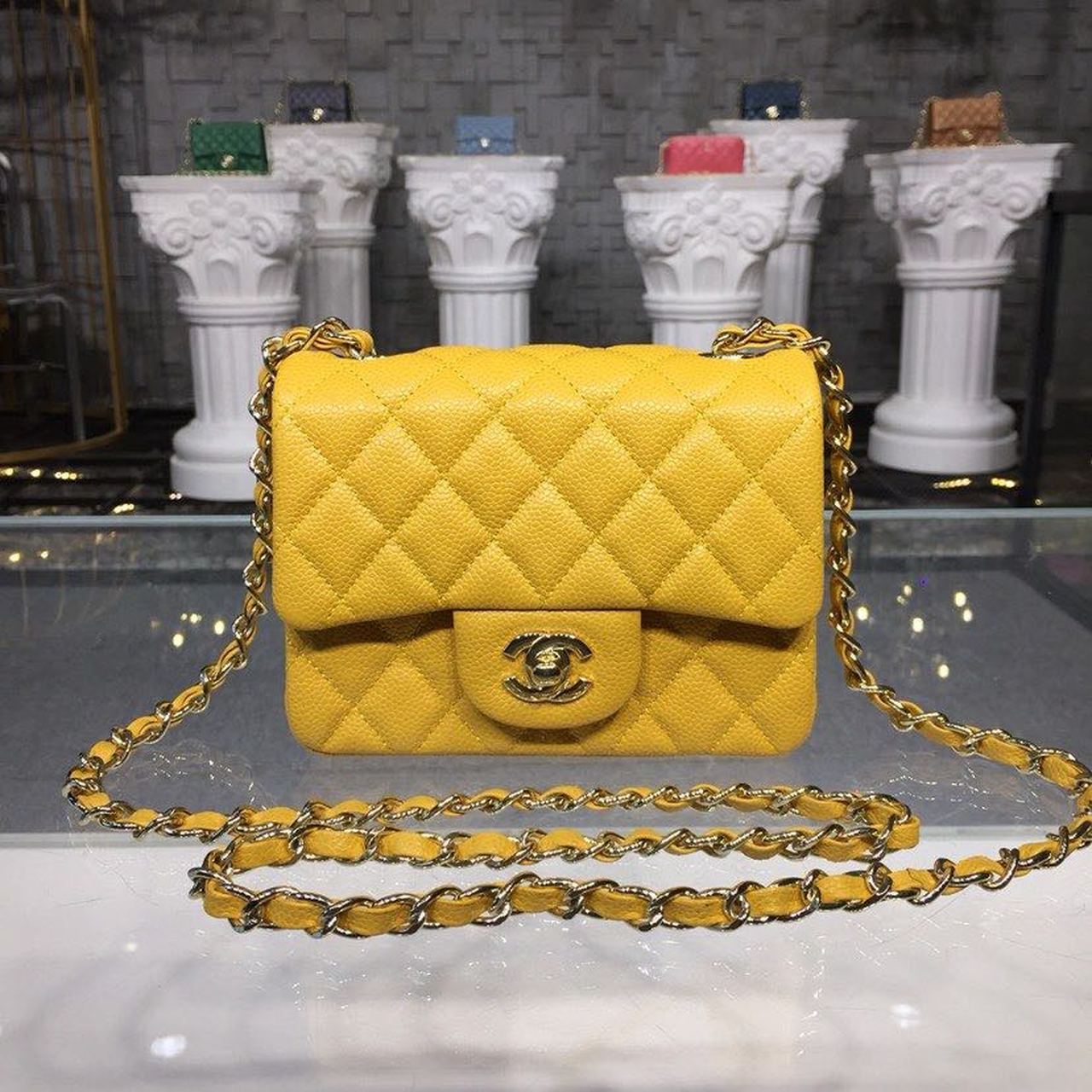 CHL - Mini Flap Bag Caviar Yellow For Women Bags, Shoulder And Crossbody Bags 6.7in/17LO A35200
