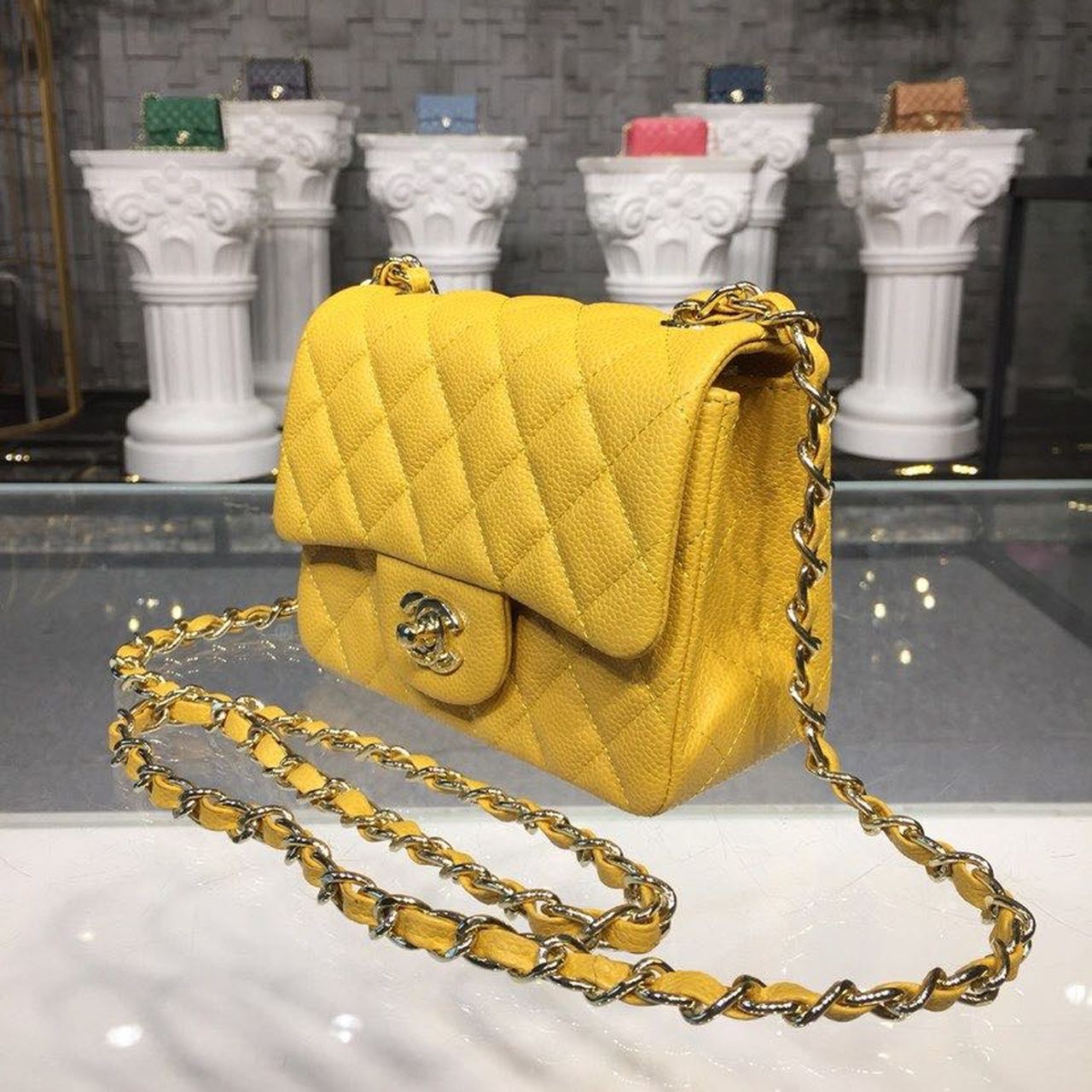 CHL - Mini Flap Bag Caviar Yellow For Women Bags, Shoulder And Crossbody Bags 6.7in/17LO A35200
