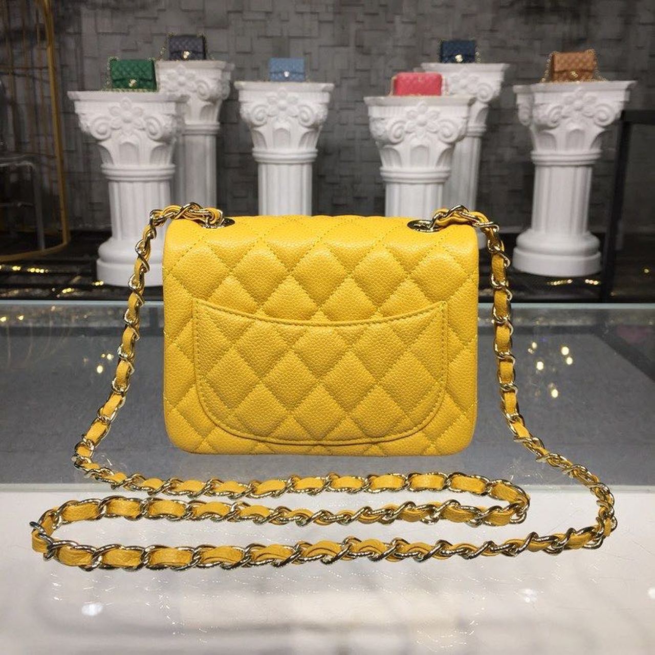 CHL - Mini Flap Bag Caviar Yellow For Women Bags, Shoulder And Crossbody Bags 6.7in/17LO A35200