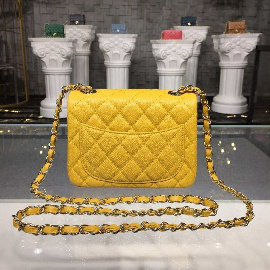 CHL - Mini Flap Bag Caviar Yellow For Women Bags, Shoulder And Crossbody Bags 6.7in/17LO A35200