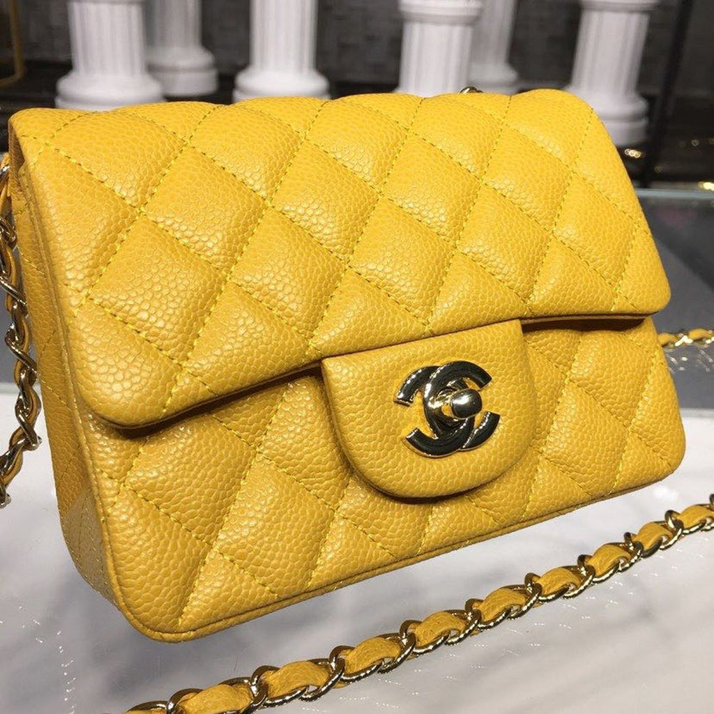 CHL - Mini Flap Bag Caviar Yellow For Women Bags, Shoulder And Crossbody Bags 6.7in/17LO A35200