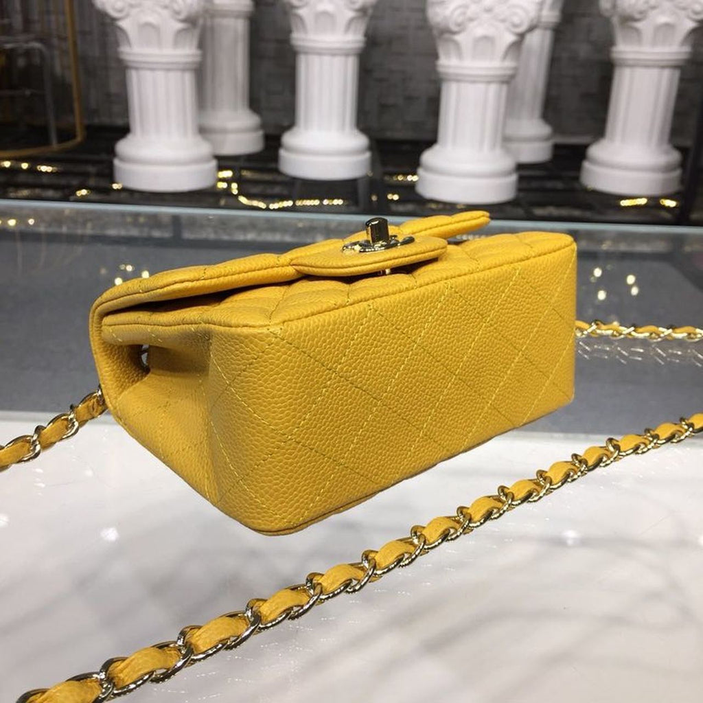 CHL - Mini Flap Bag Caviar Yellow For Women Bags, Shoulder And Crossbody Bags 6.7in/17LO A35200