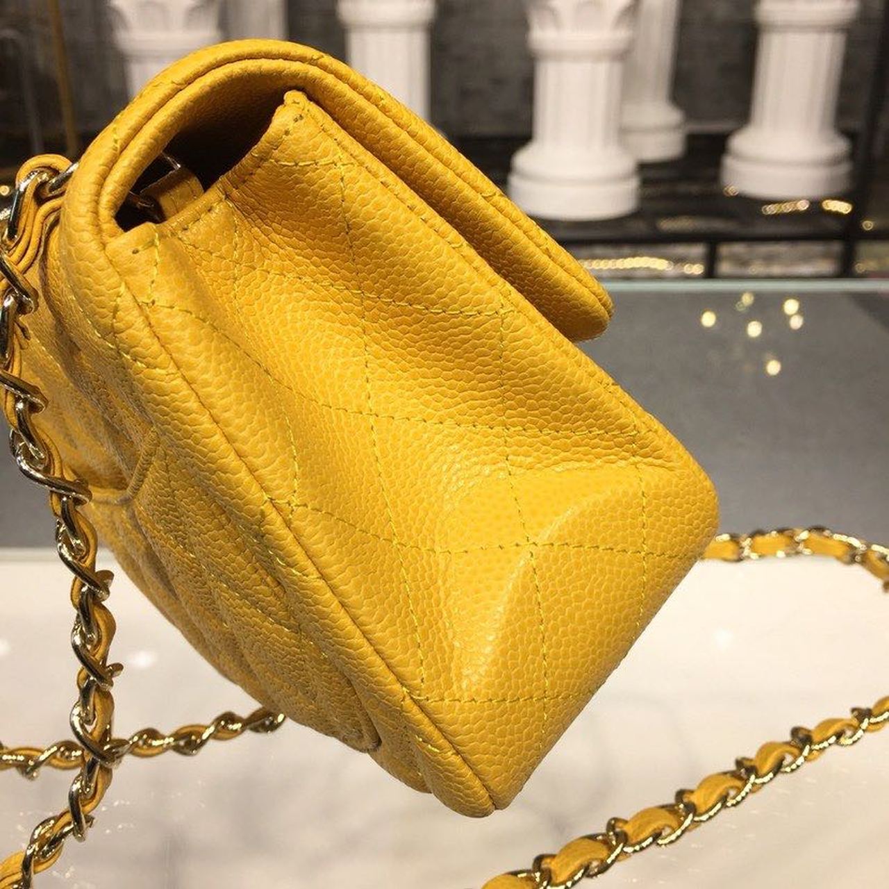 CHL - Mini Flap Bag Caviar Yellow For Women Bags, Shoulder And Crossbody Bags 6.7in/17LO A35200
