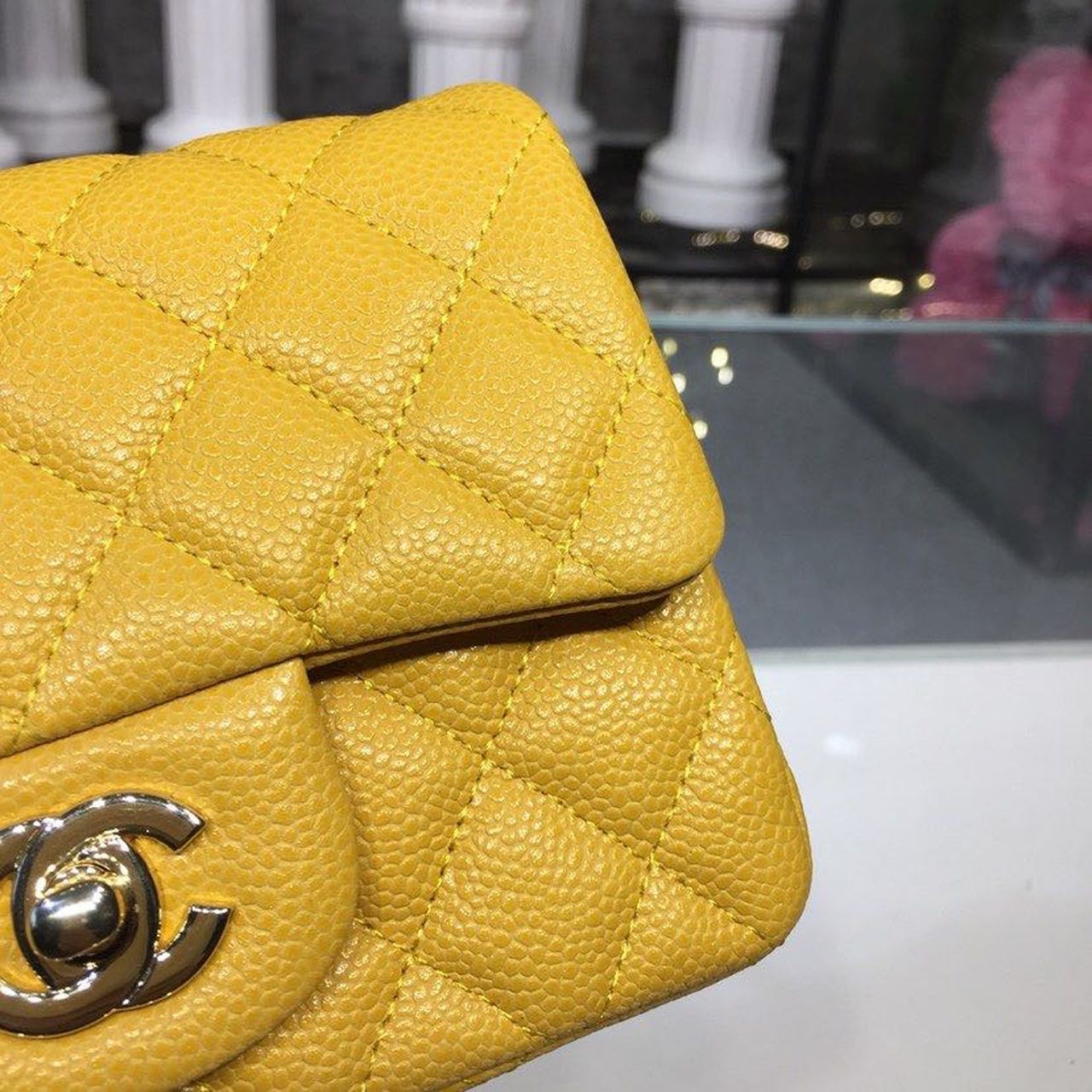 CHL - Mini Flap Bag Caviar Yellow For Women Bags, Shoulder And Crossbody Bags 6.7in/17LO A35200