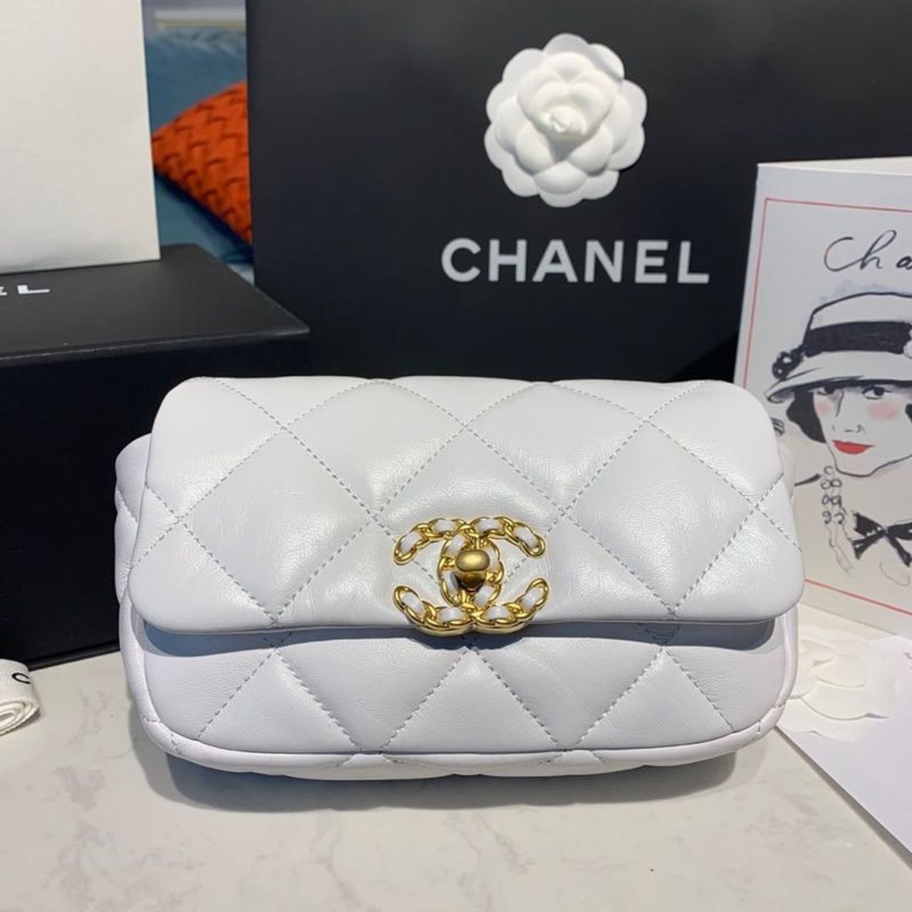 CHL -  19 Waist Bag White For Women Bags 7.8in/20LO AS1163