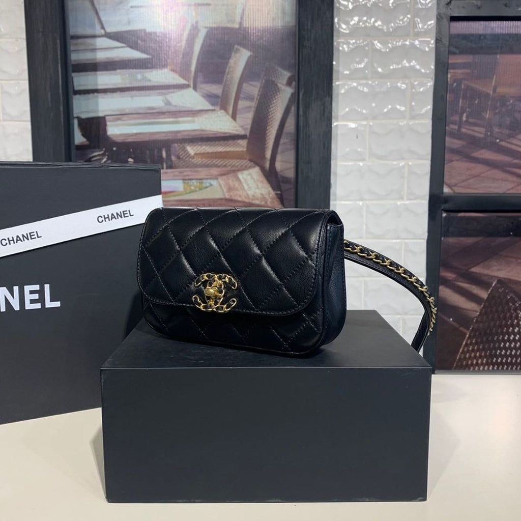 CHL -  Chain Infinity Waist Belt Bag Black For Women Bags 6.7in/17LO