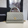 CHL - Large Flap Bag With Top Handle Grey For Women Handbags, Shoulder And Crossbody Bags 11in/28LO A92991