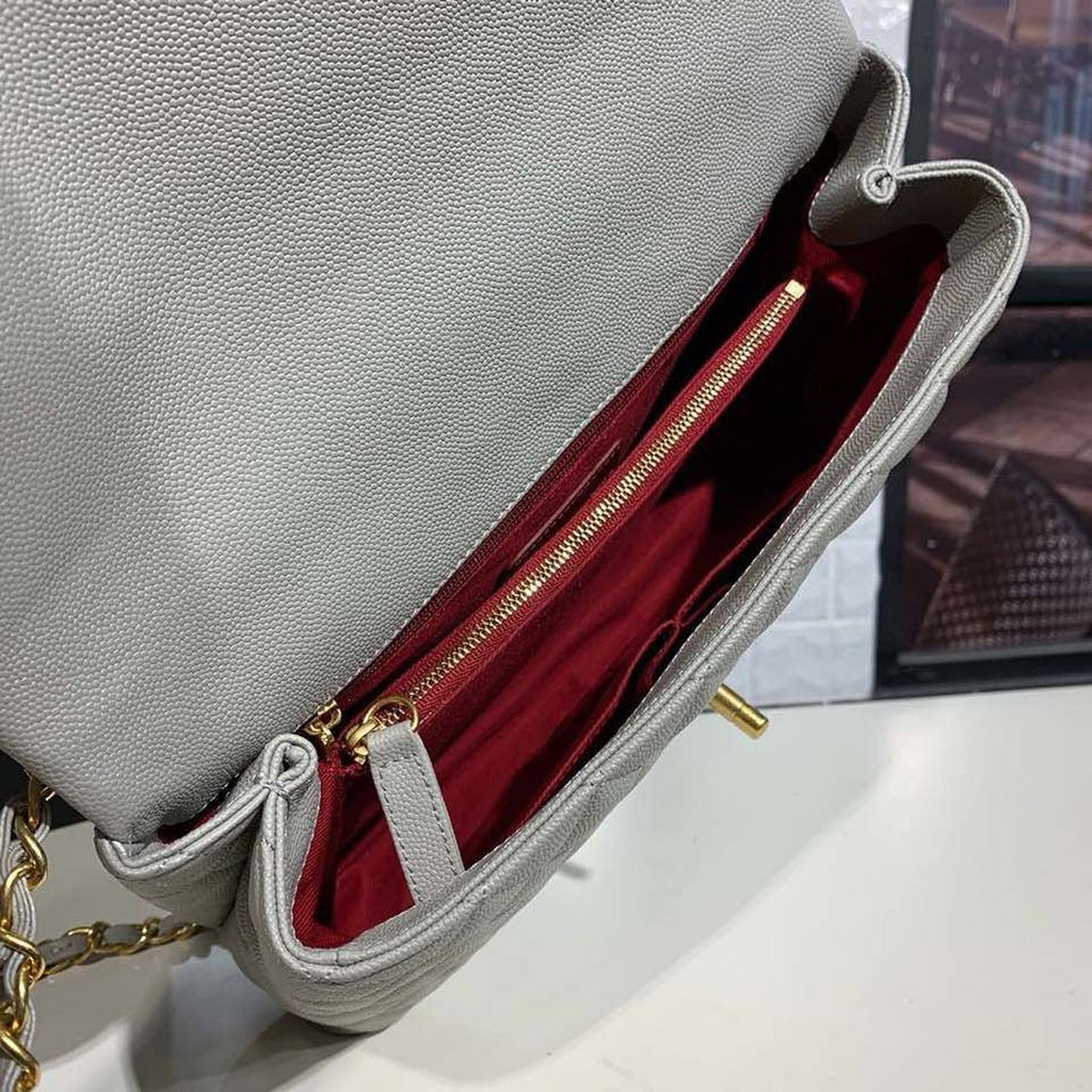CHL - Large Flap Bag With Top Handle Grey For Women Handbags, Shoulder And Crossbody Bags 11in/28LO A92991