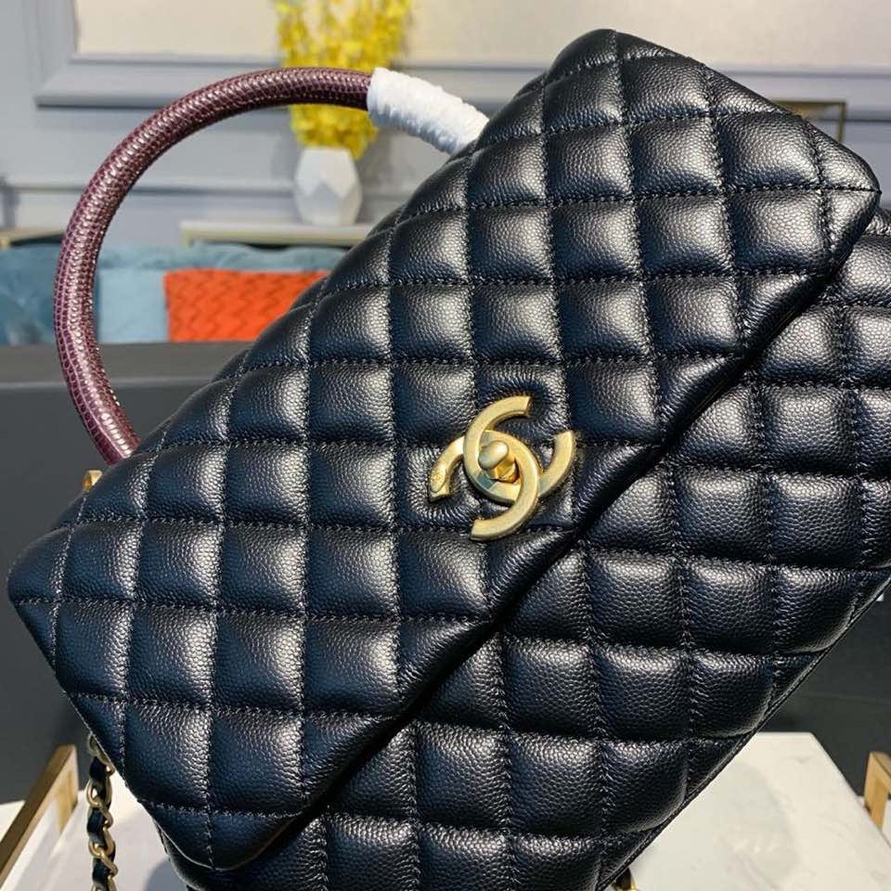 CHL - Large Flap Bag With Top Handle Black For Women Handbags, Shoulder And Crossbody Bags 11in/28LO A92991