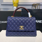 CHL - Large Flap Bag With Top Handle Blue For Women Handbags, Shoulder And Crossbody Bags 11in/28LO A92991