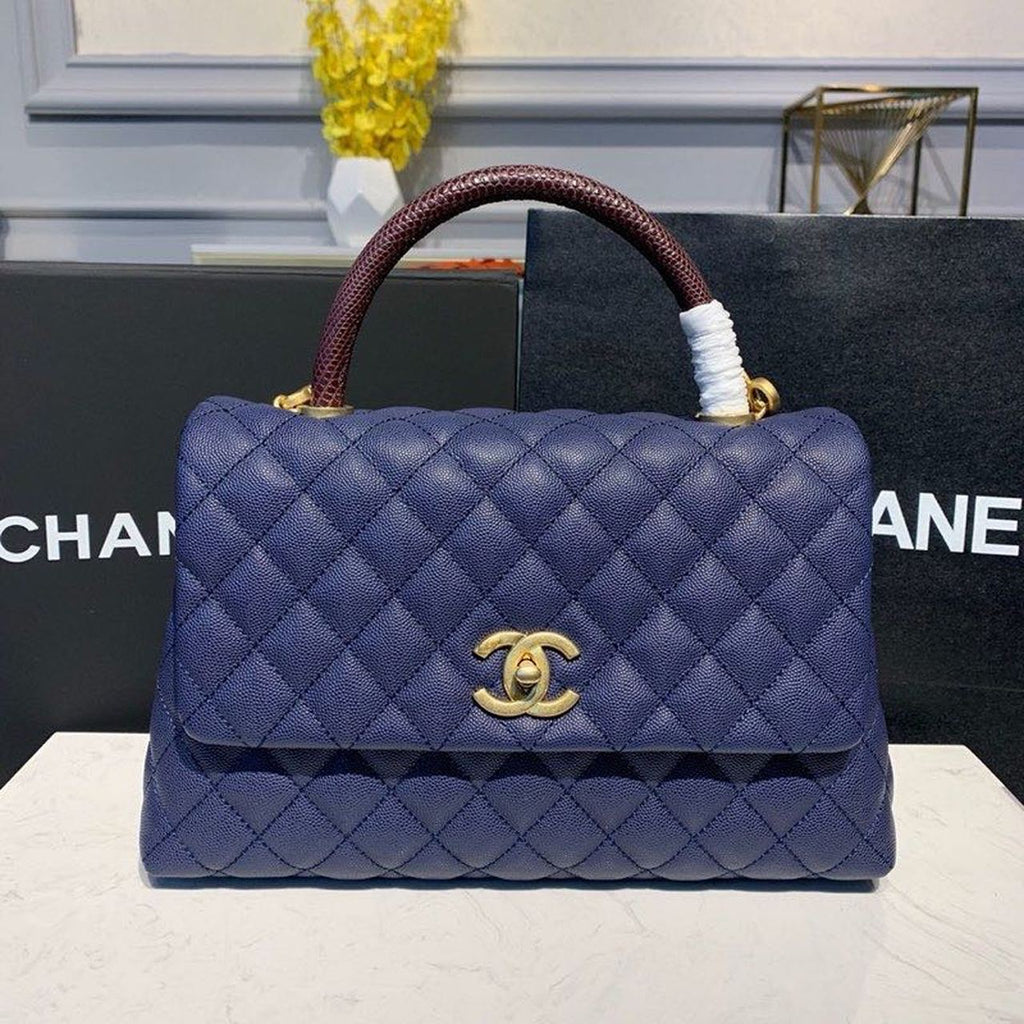 CHL - Large Flap Bag With Top Handle Blue For Women Handbags, Shoulder And Crossbody Bags 11in/28LO A92991