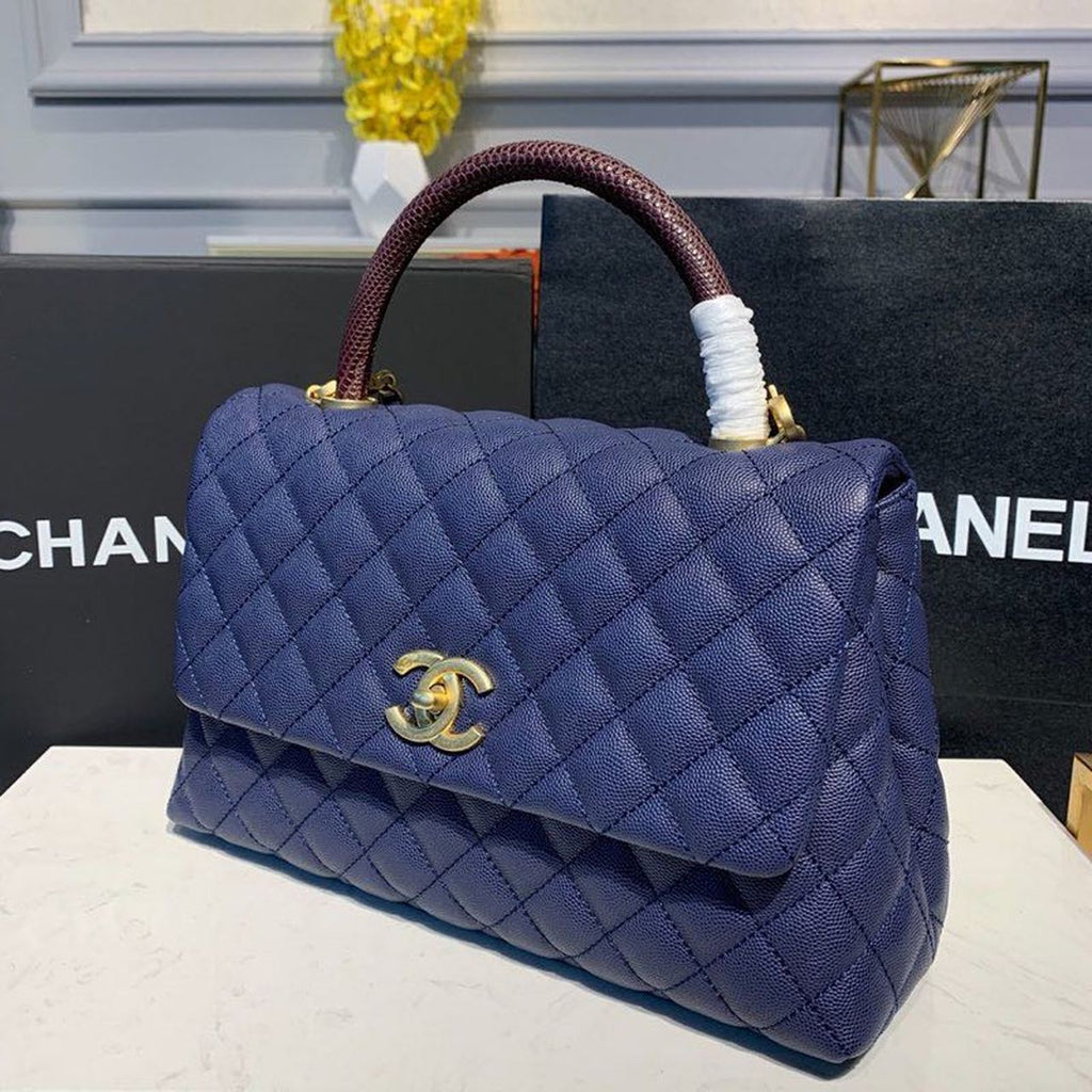 CHL - Large Flap Bag With Top Handle Blue For Women Handbags, Shoulder And Crossbody Bags 11in/28LO A92991