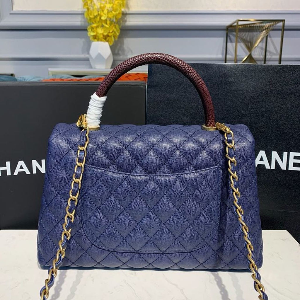 CHL - Large Flap Bag With Top Handle Blue For Women Handbags, Shoulder And Crossbody Bags 11in/28LO A92991