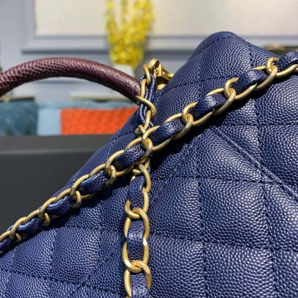 CHL - Large Flap Bag With Top Handle Blue For Women Handbags, Shoulder And Crossbody Bags 11in/28LO A92991