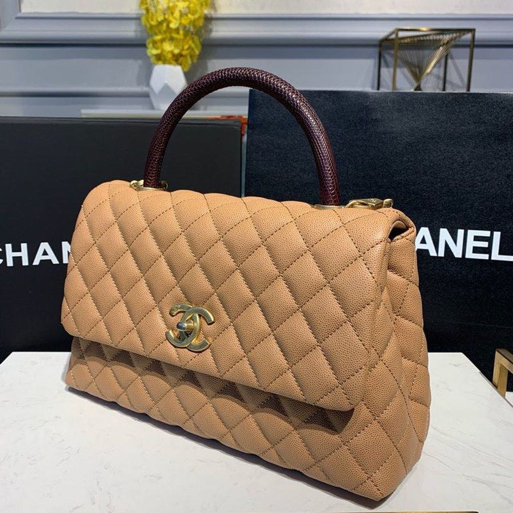 CHL - Large Flap Bag With Top Handle Light Brown For Women Handbags, Shoulder And Crossbody Bags 11in/28LO A92991