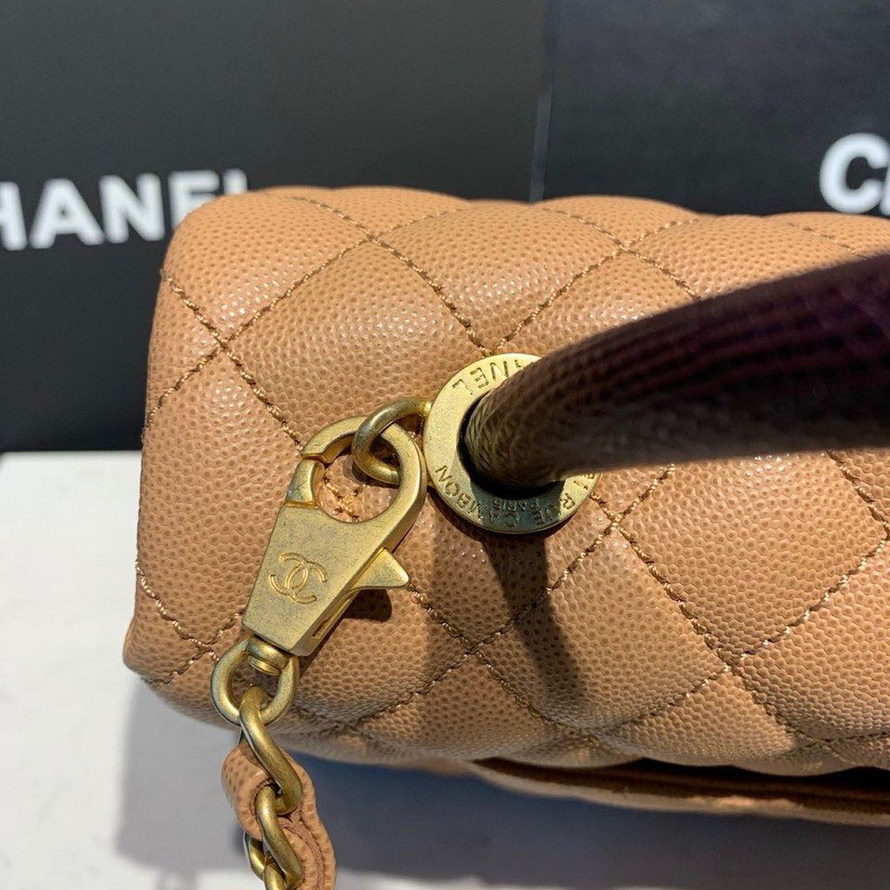 CHL - Large Flap Bag With Top Handle Light Brown For Women Handbags, Shoulder And Crossbody Bags 11in/28LO A92991