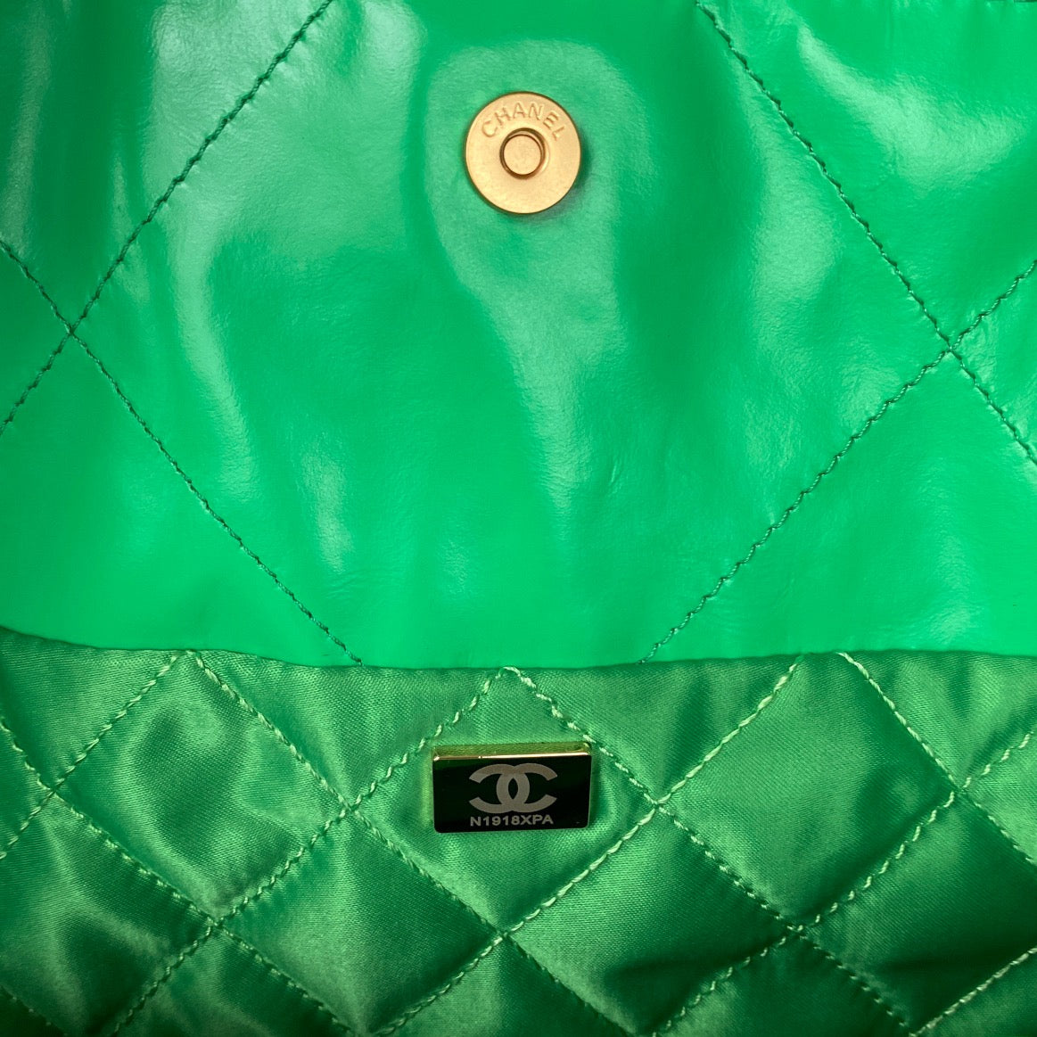 CHL -  22 Handbag Gold Hardware Shiny Green For Women Handbags, Shoulder Bags 16.5in/38LO AS3261