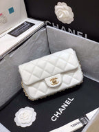 CHL - Small Pearl Logo Strap Flap Bag White For Women Handbags, Shoulder And Crossbody Bags 7in/18LO AS1436
