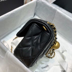 CHL - Flap Bag With CHL - Ball On Strap Black For Women Handbags, Shoulder And Crossbody Bags 7.8in/20LO AS1787