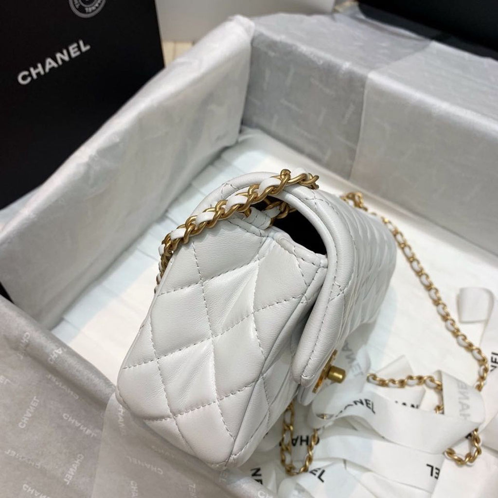 CHL - Flap Bag With CHL - Ball On Strap White For Women Handbags, Shoulder And Crossbody Bags 7.8in/20LO AS1787