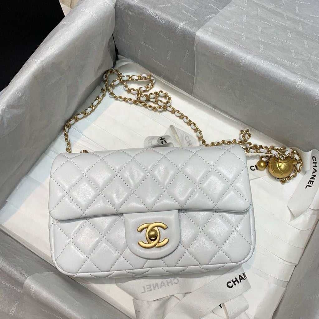 CHL - Flap Bag With CHL - Ball On Strap White For Women Handbags, Shoulder And Crossbody Bags 7.8in/20LO AS1787