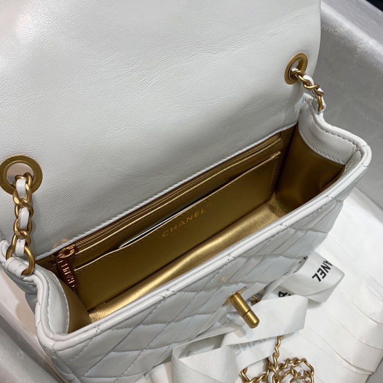 CHL - Flap Bag With CHL - Ball On Strap White For Women Handbags, Shoulder And Crossbody Bags 7.8in/20LO AS1787