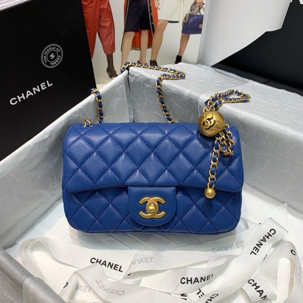 CHL - Flap Bag With CHL - Ball On Strap Blue For Women Handbags, Shoulder And Crossbody Bags 7.8in/20LO AS1787