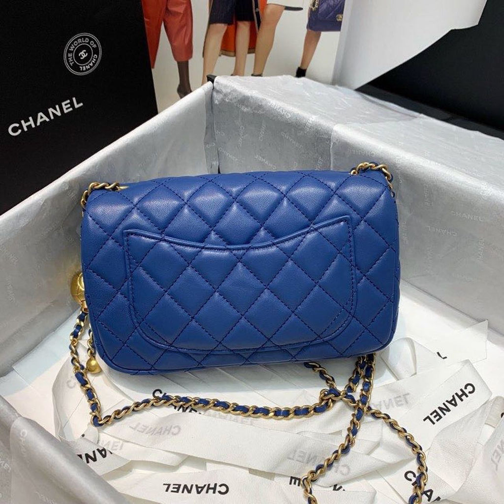 CHL - Flap Bag With CHL - Ball On Strap Blue For Women Handbags, Shoulder And Crossbody Bags 7.8in/20LO AS1787