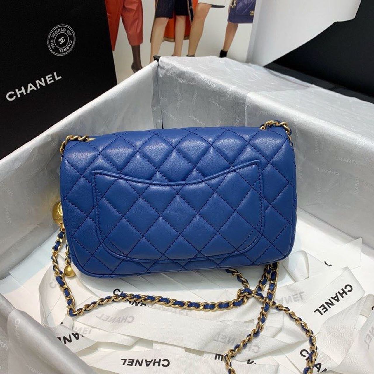 CHL - Flap Bag With CHL - Ball On Strap Blue For Women Handbags, Shoulder And Crossbody Bags 7.8in/20LO AS1787