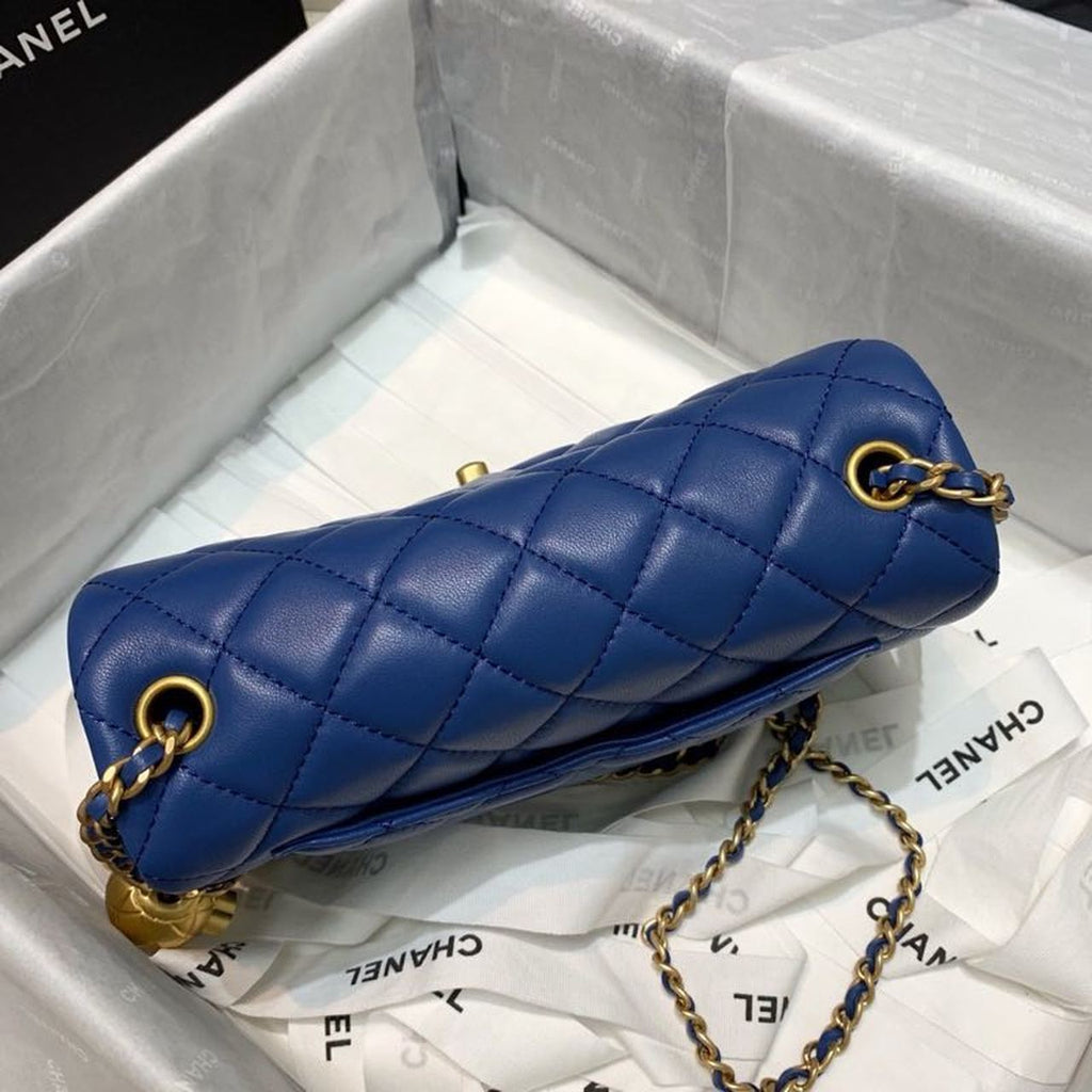 CHL - Flap Bag With CHL - Ball On Strap Blue For Women Handbags, Shoulder And Crossbody Bags 7.8in/20LO AS1787