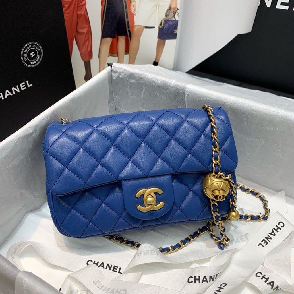 CHL - Flap Bag With CHL - Ball On Strap Blue For Women Handbags, Shoulder And Crossbody Bags 7.8in/20LO AS1787