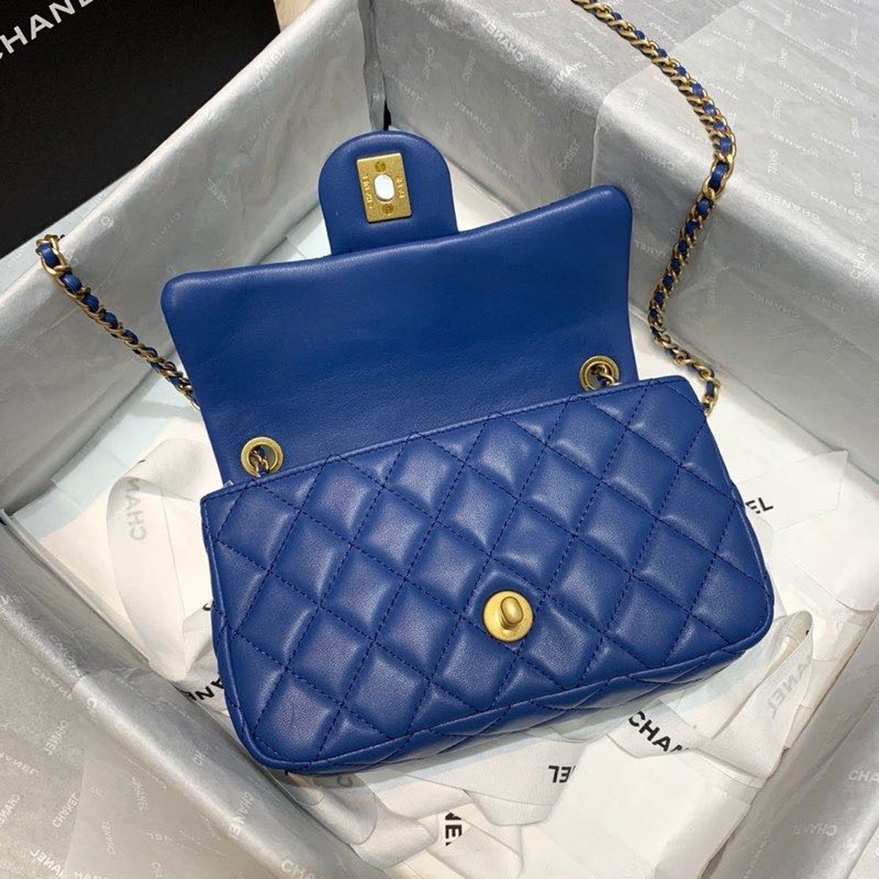 CHL - Flap Bag With CHL - Ball On Strap Blue For Women Handbags, Shoulder And Crossbody Bags 7.8in/20LO AS1787