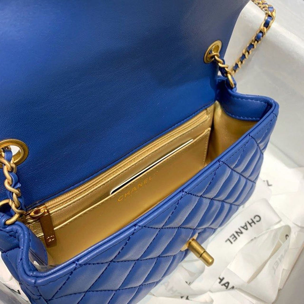 CHL - Flap Bag With CHL - Ball On Strap Blue For Women Handbags, Shoulder And Crossbody Bags 7.8in/20LO AS1787