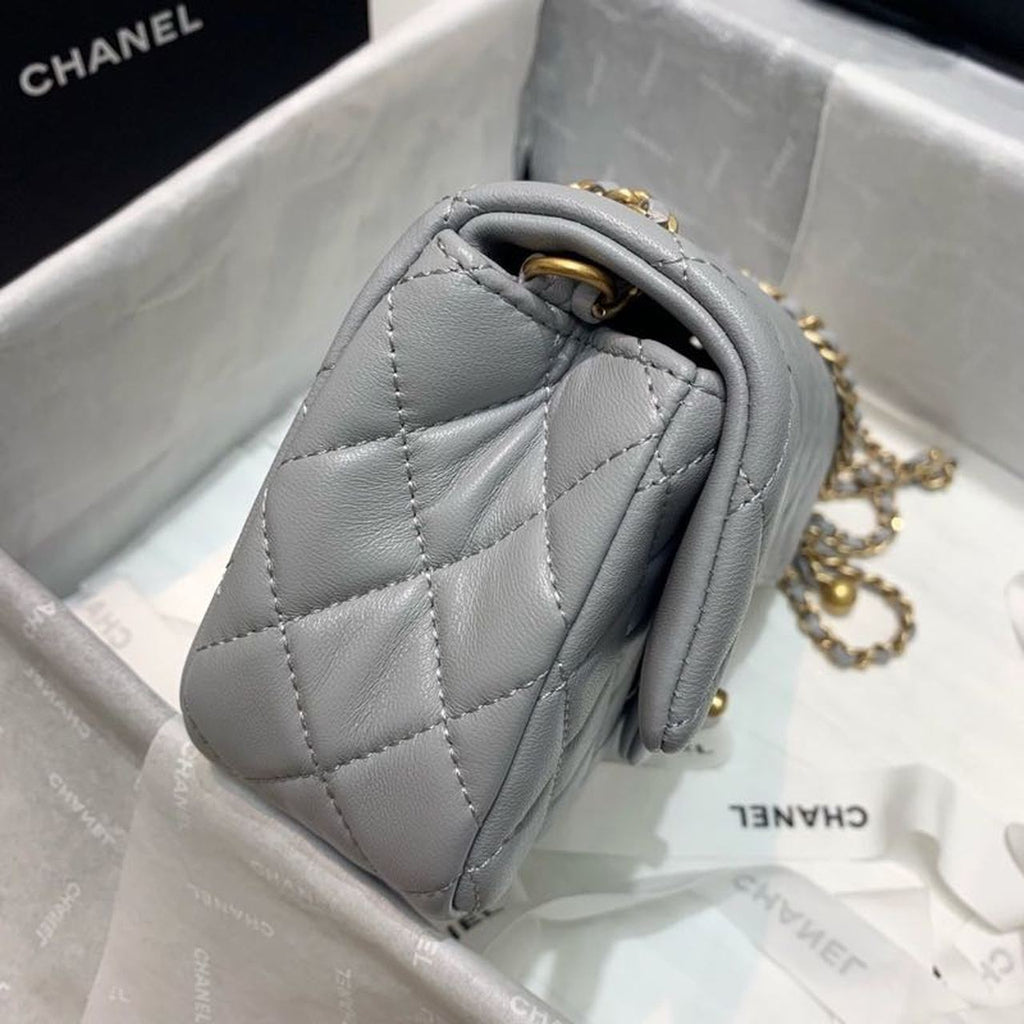 CHL - Flap Bag With CHL - Ball On Strap Grey For Women Handbags, Shoulder And Crossbody Bags 7.8in/20LO AS1787