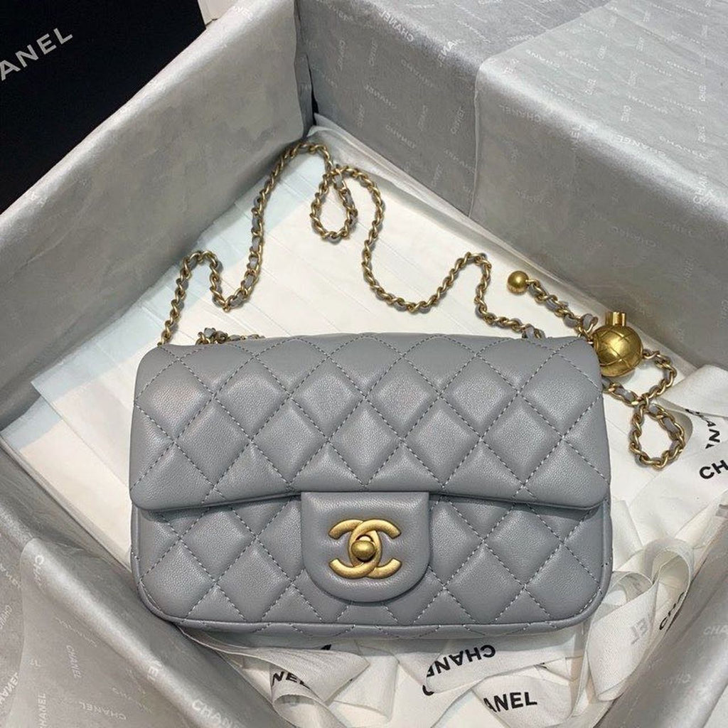 CHL - Flap Bag With CHL - Ball On Strap Grey For Women Handbags, Shoulder And Crossbody Bags 7.8in/20LO AS1787