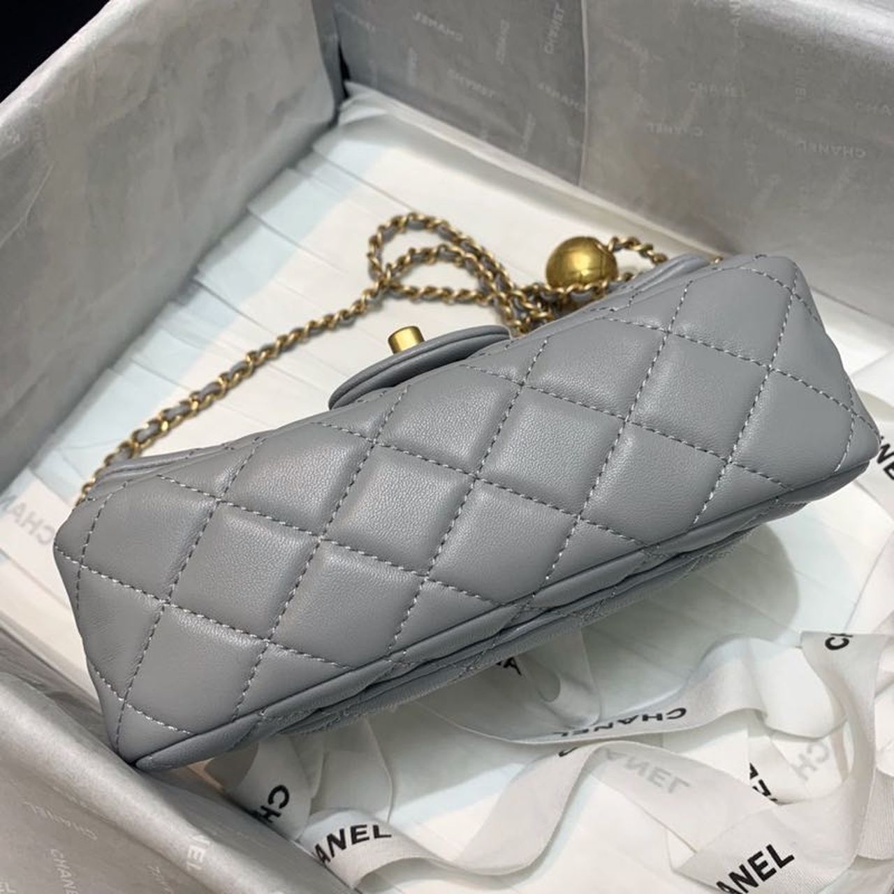 CHL - Flap Bag With CHL - Ball On Strap Grey For Women Handbags, Shoulder And Crossbody Bags 7.8in/20LO AS1787