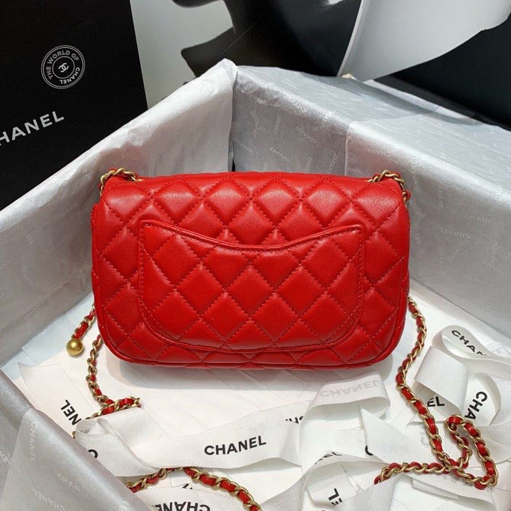 CHL - Flap Bag With CHL - Ball On Strap Red For Women Handbags, Shoulder And Crossbody Bags 7.8in/20LO AS1787