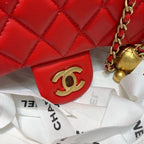 CHL - Flap Bag With CHL - Ball On Strap Red For Women Handbags, Shoulder And Crossbody Bags 7.8in/20LO AS1787