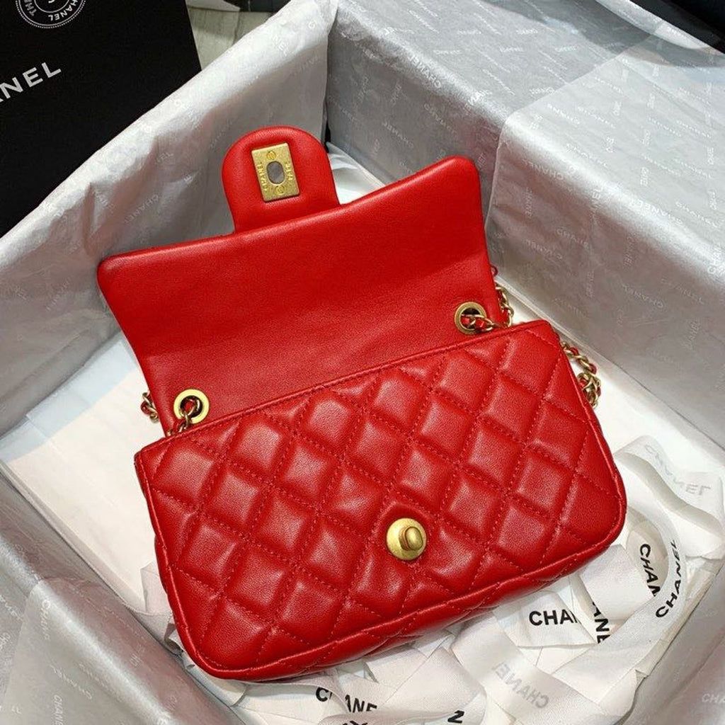 CHL - Flap Bag With CHL - Ball On Strap Red For Women Handbags, Shoulder And Crossbody Bags 7.8in/20LO AS1787