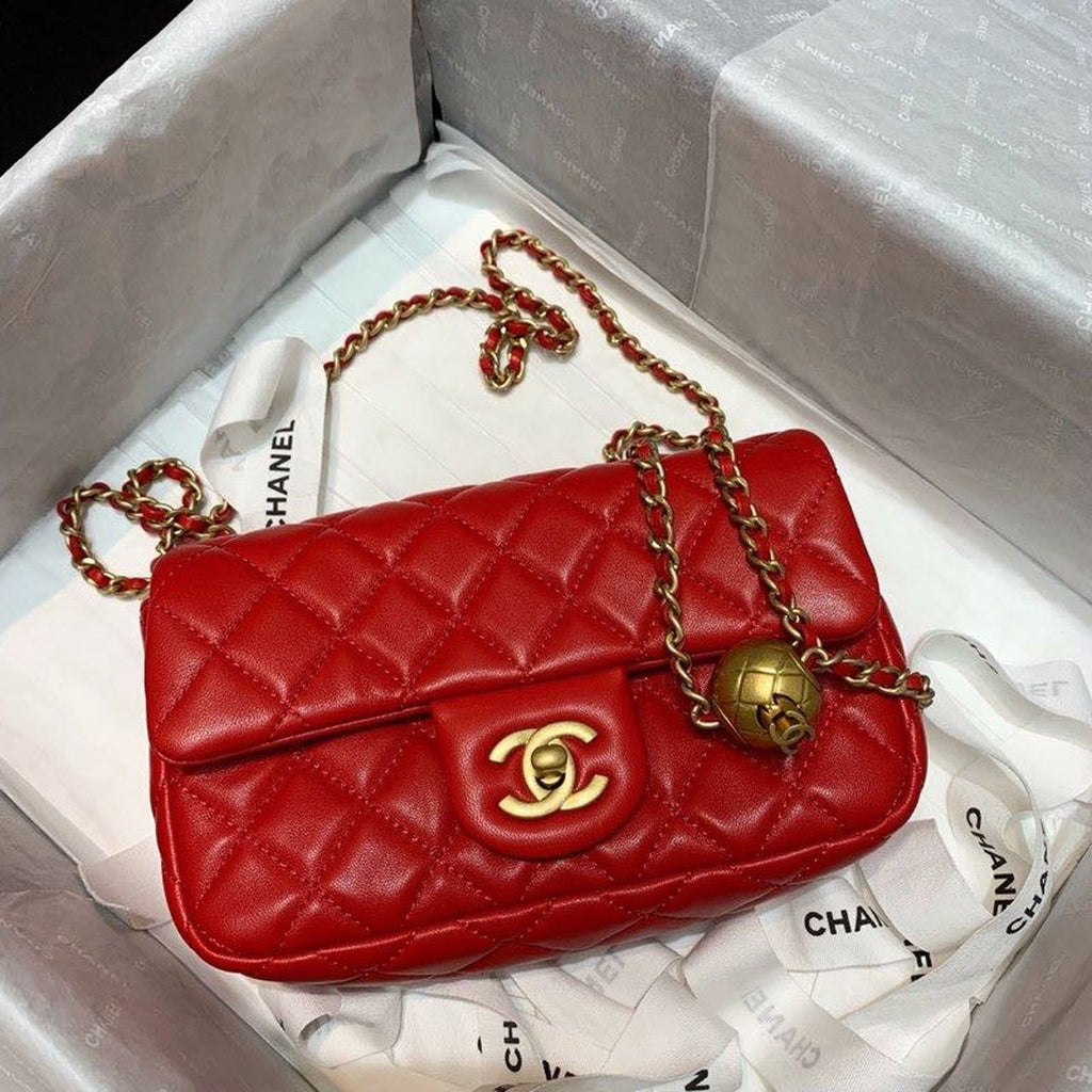 CHL - Flap Bag With CHL - Ball On Strap Red For Women Handbags, Shoulder And Crossbody Bags 7.8in/20LO AS1787