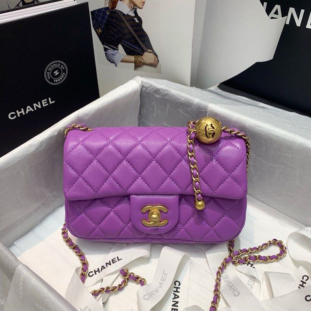 CHL - Flap Bag With CHL - Ball On Strap Purple For Women Handbags, Shoulder And Crossbody Bags 7.8in/20LO AS1787
